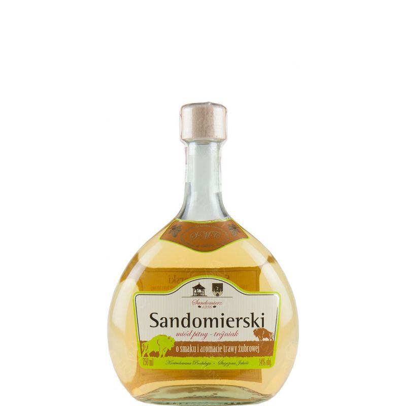 Miód Pitny Sandomierski trójniak z trawą żubrową 750 ml